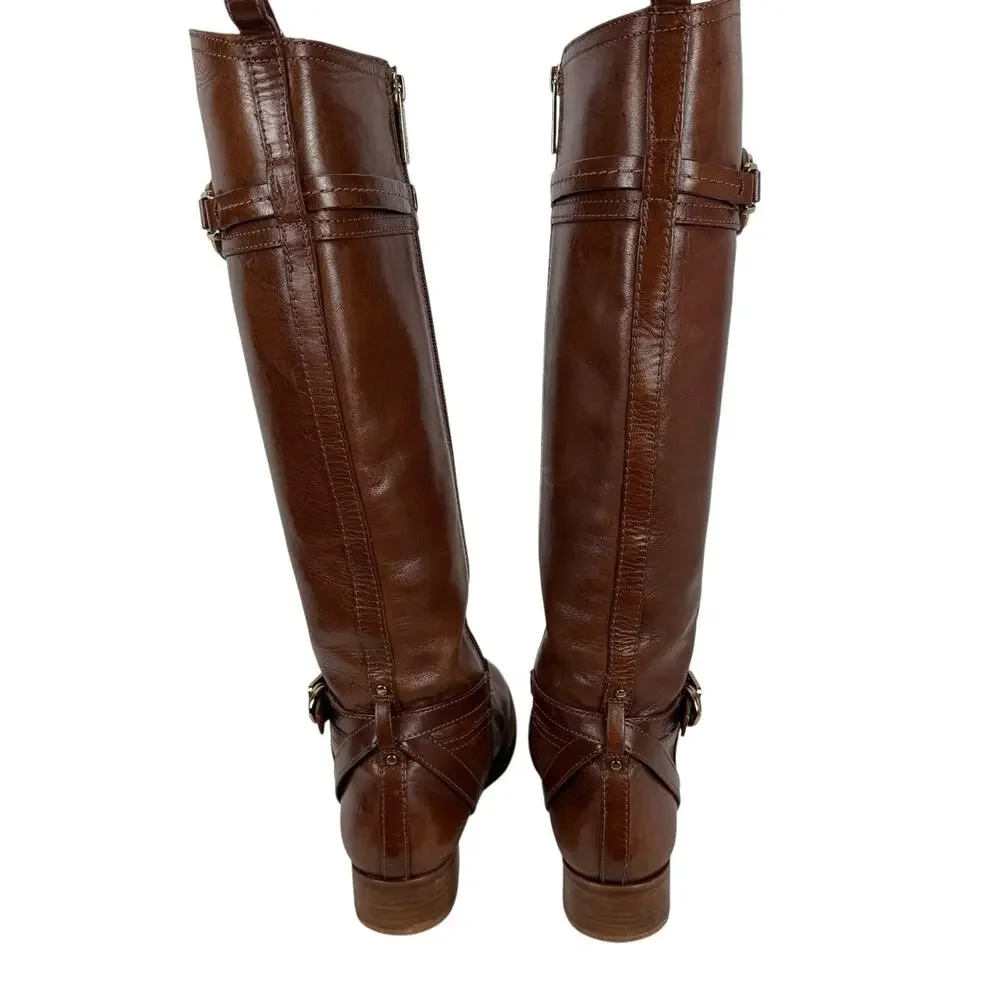 Tory Burch Calista Riding Leather Boots Size 8